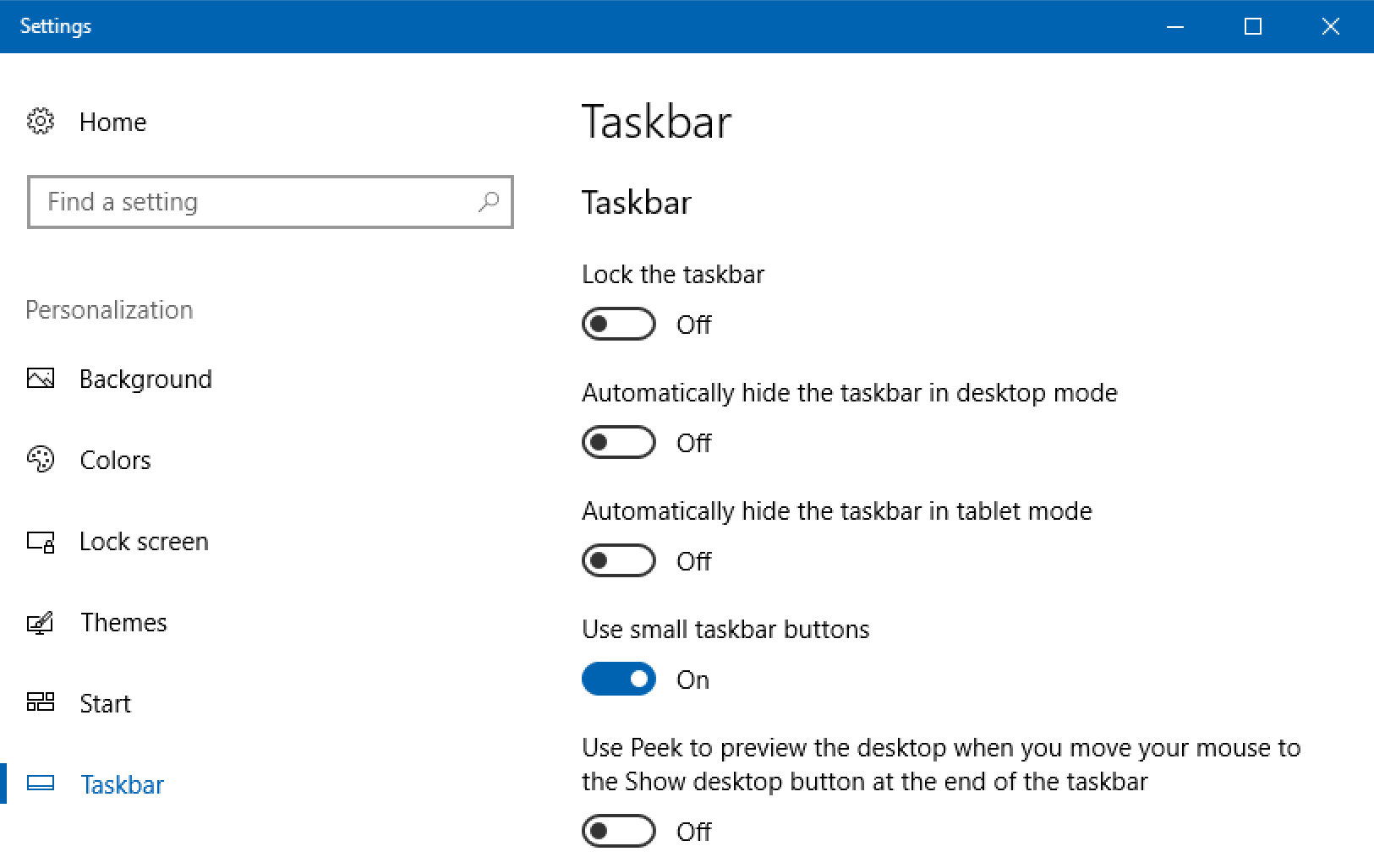 Change Taskbar Size In Windows 10